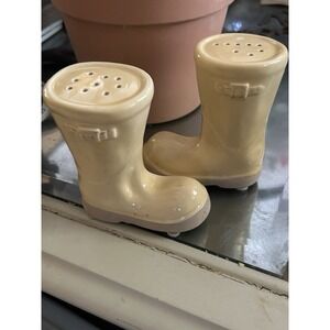 Pottery Barn Yellow Rain Boots Salt & Pepper Shaker Set.